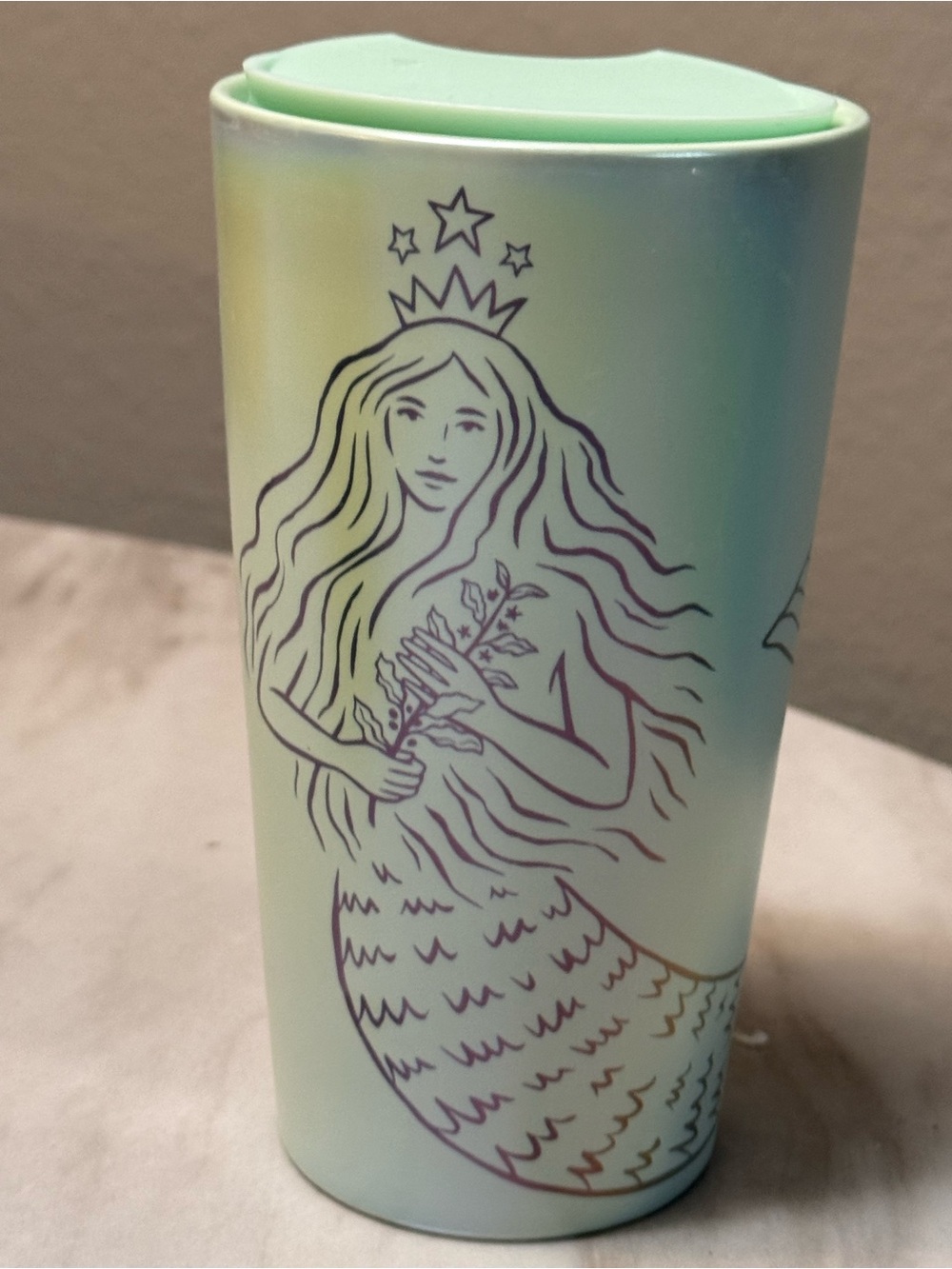 Starbucks Mermaid Ceramic Travel Mug Mint Green 12 fl oz w/ Lid